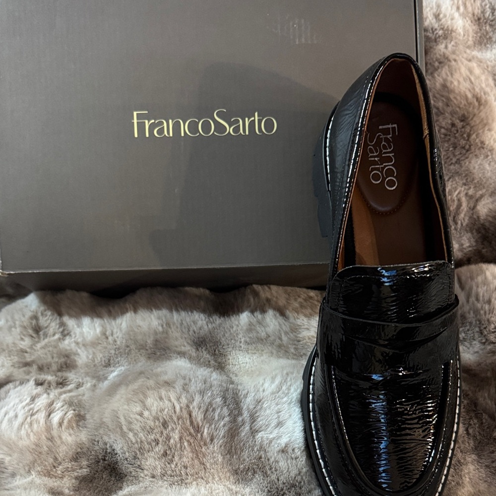 Franco Sarto Glossy Black Men's Slip-Ons
